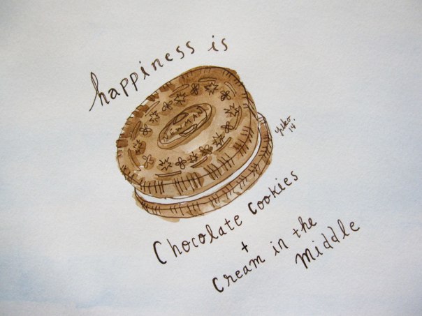 Happiness is chocolate cookies and cream in the middle.